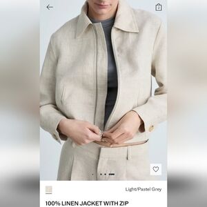 Mango Linen Jacket in Light Pastel Gray, Zise L